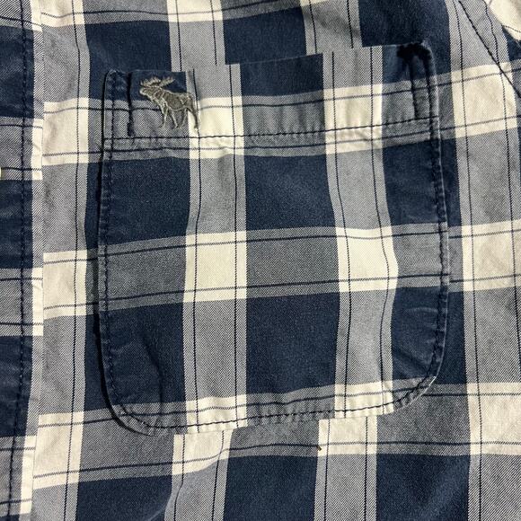 Abercrombie & Fitch Muscle Button Down Long Sleeve Navy White, Size L - Picture 6 of 11